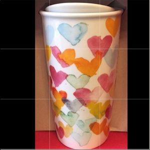 Starbucks-2015-Watercolor Hearts-Ceramic Traveler-10 oz-BRAND NEW, Never Used